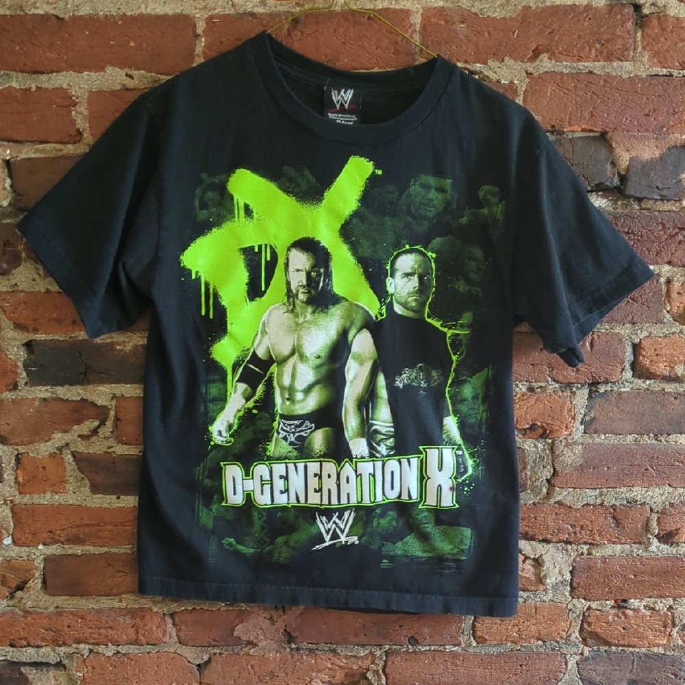 WWE Scratch Logo 2008 D-Generation X Black and Green T-Shirt L Vintage